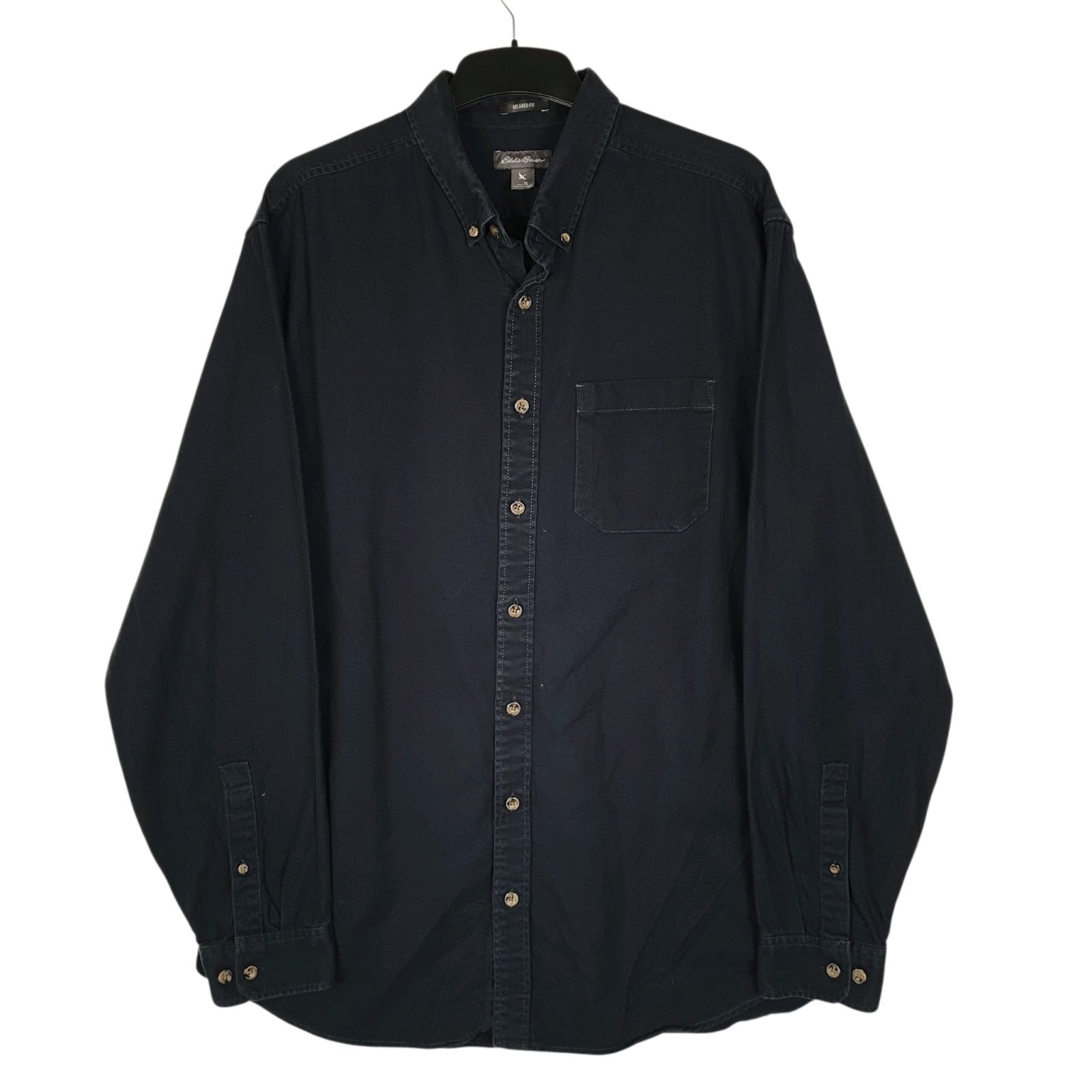 Mens Navy Eddie Bauer Heavyweight Canvas Long Sleeve Shirt