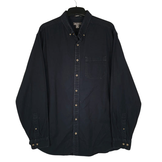 Mens Navy Eddie Bauer Heavyweight Canvas Long Sleeve Shirt