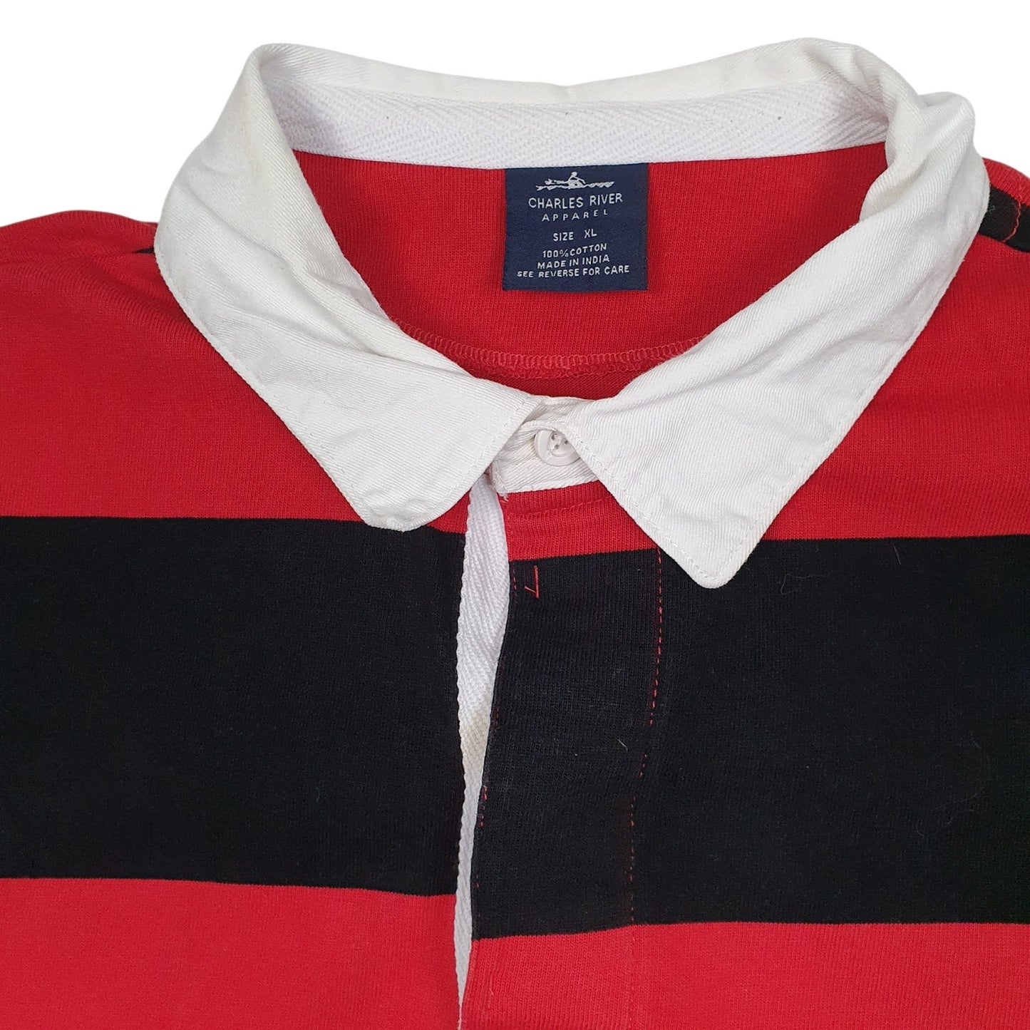 Mens Red Charles River Rugby  Polo Shirt