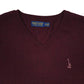 Mens Burgundy Polo Ralph Lauren Golf V Neck Jumper