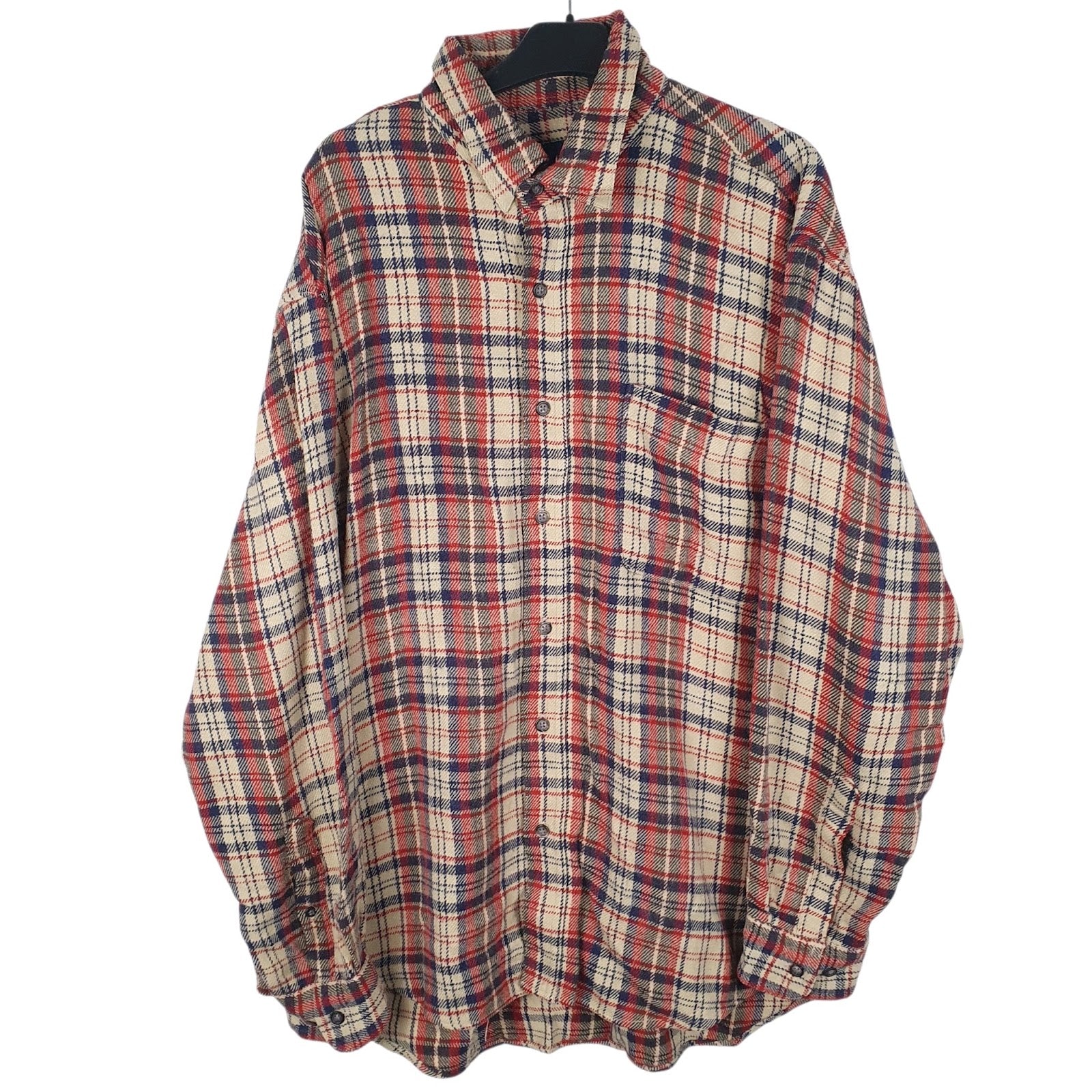 Mens Beige West Win Vintage Flannel Long Sleeve Shirt