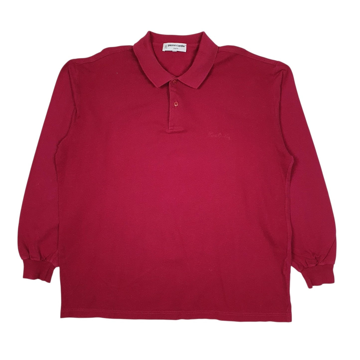 Mens Burgundy Pierre Cardin  Long Sleeve Polo Shirt
