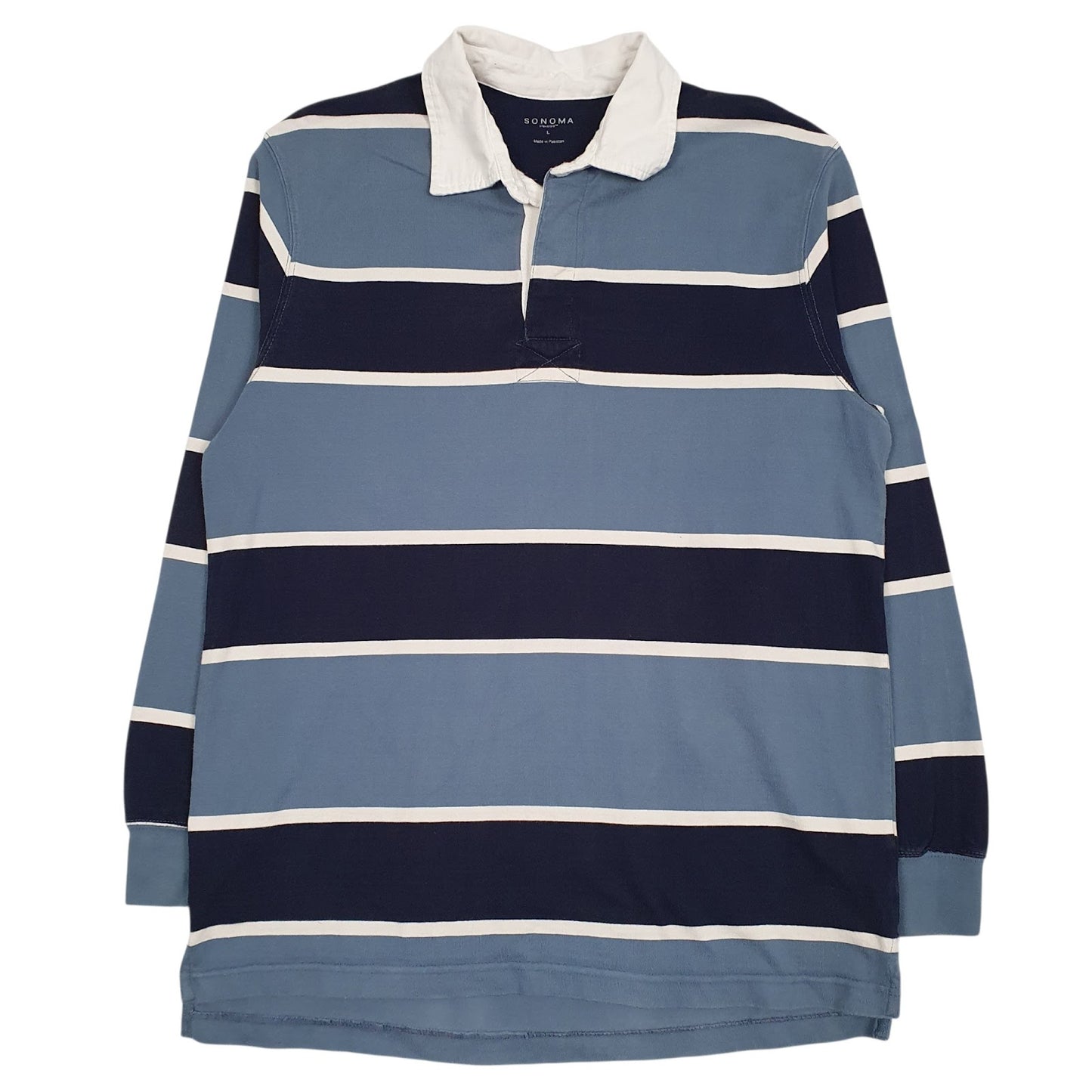 Mens Blue Sonoma Rugby Long Sleeve Polo Shirt