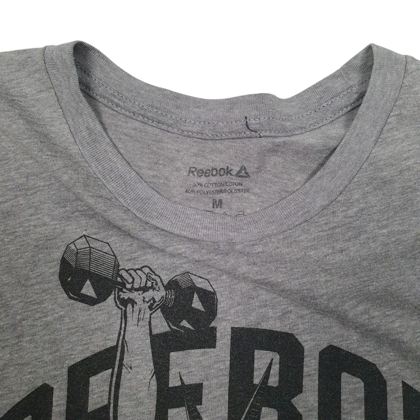 Mens Grey Reebok NYC New York Statue of Liberty Weights  T Shirt