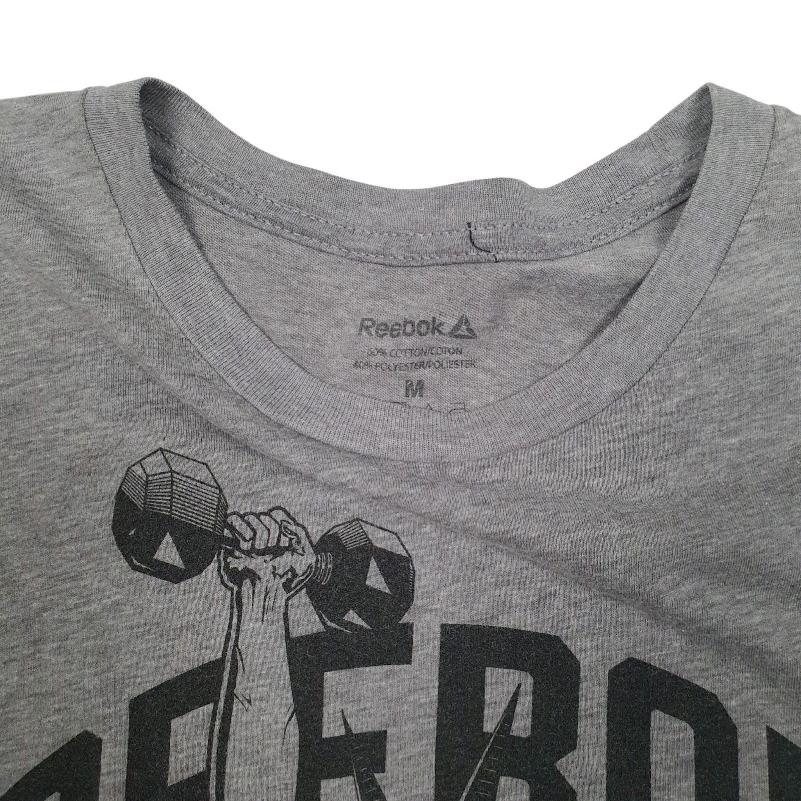 Mens Grey Reebok NYC New York Statue of Liberty Weights  T Shirt