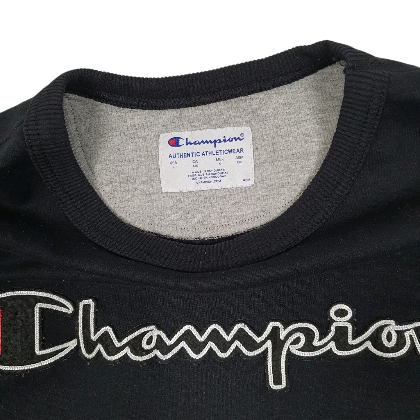 Mens Black Champion  Crewneck Jumper