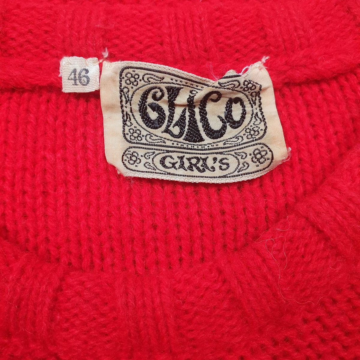 Womens Red Glico Vintage Knit Crewneck Jumper
