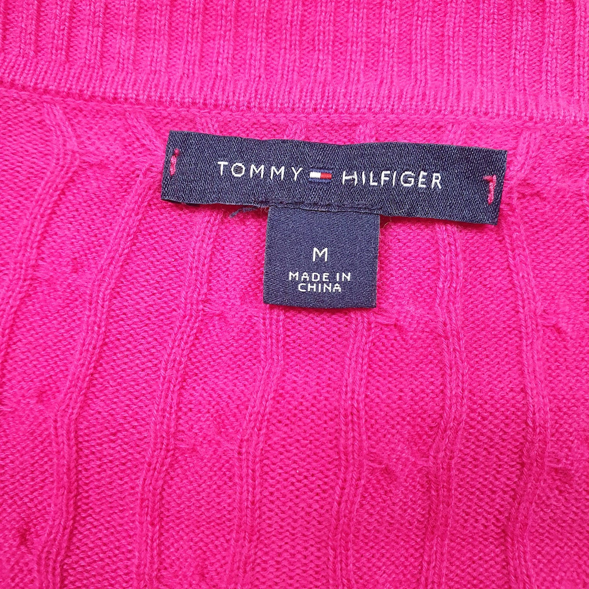 Womens Pink Tommy Hilfiger Cable Knit Crewneck Dress