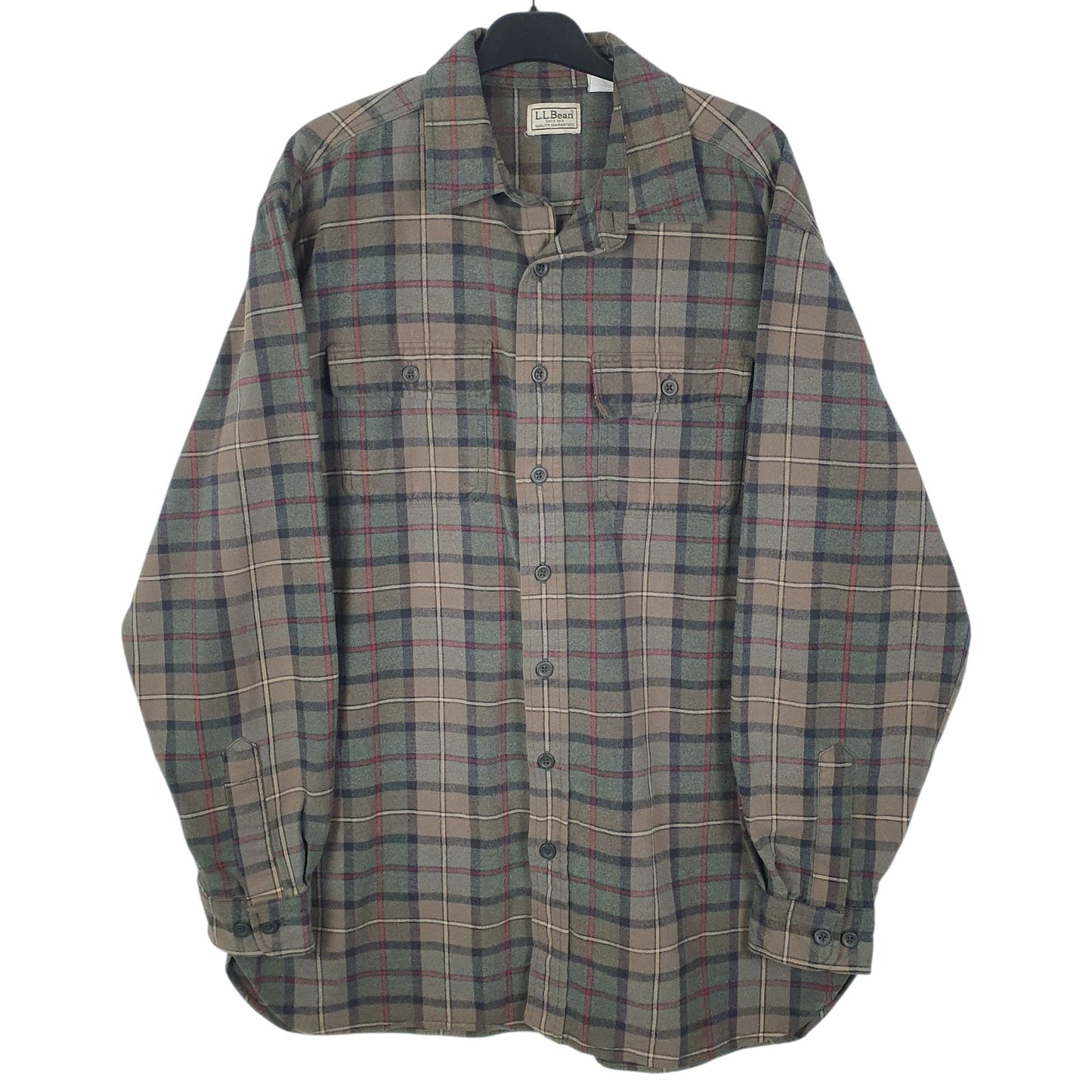Mens Green L.L.Bean Flannel Long Sleeve Shirt