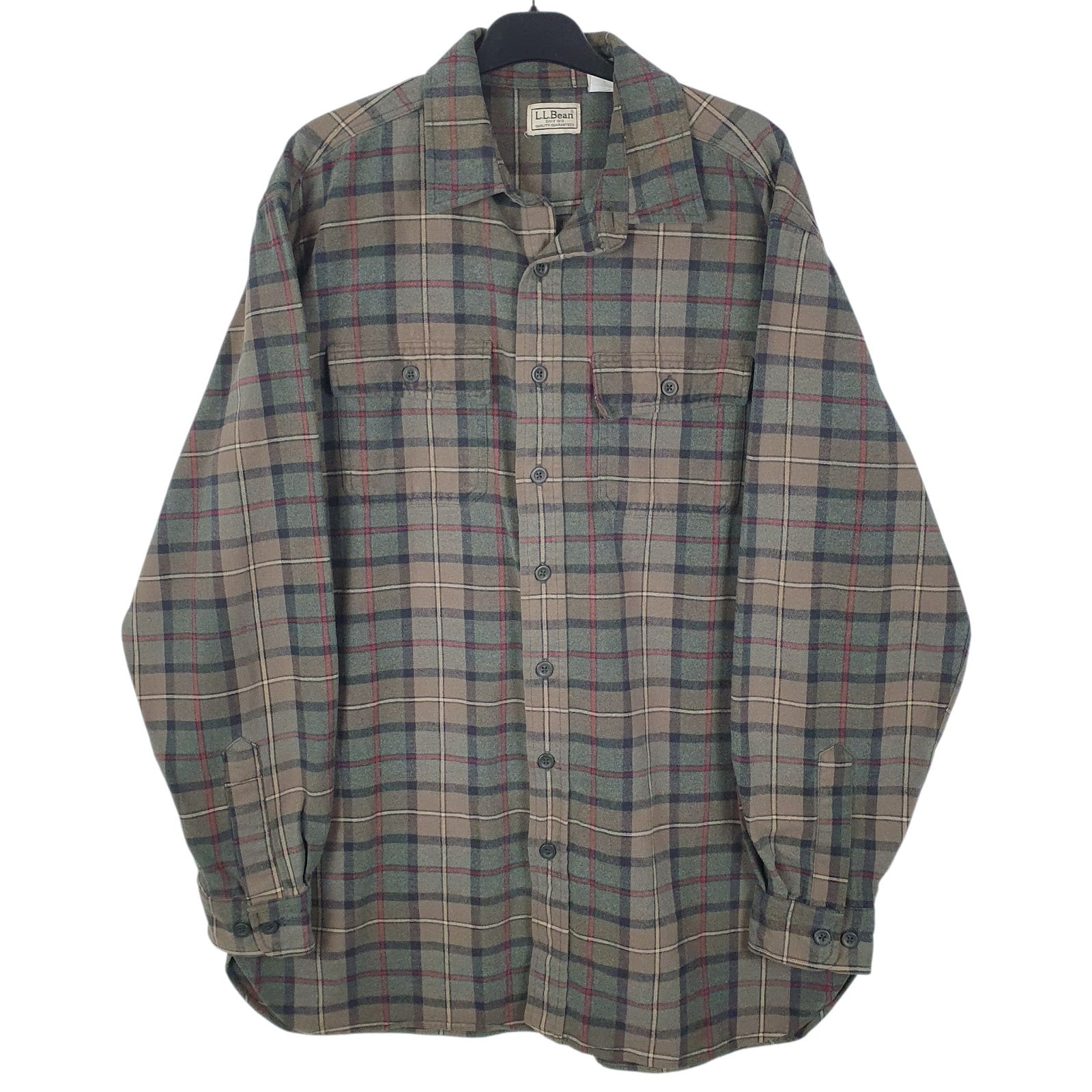 Mens Green L.L.Bean Flannel Long Sleeve Shirt