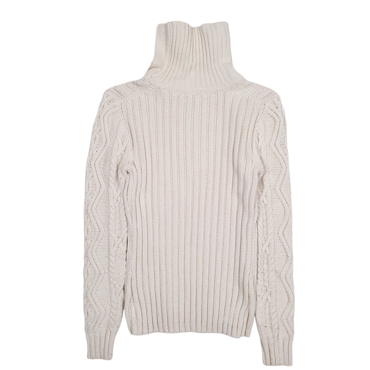 Womens White Tommy Hilfiger Cable Knit Turtle Neck Jumper