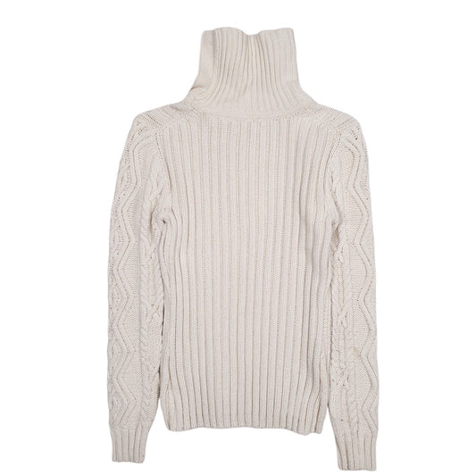 Womens White Tommy Hilfiger Cable Knit Turtle Neck Jumper