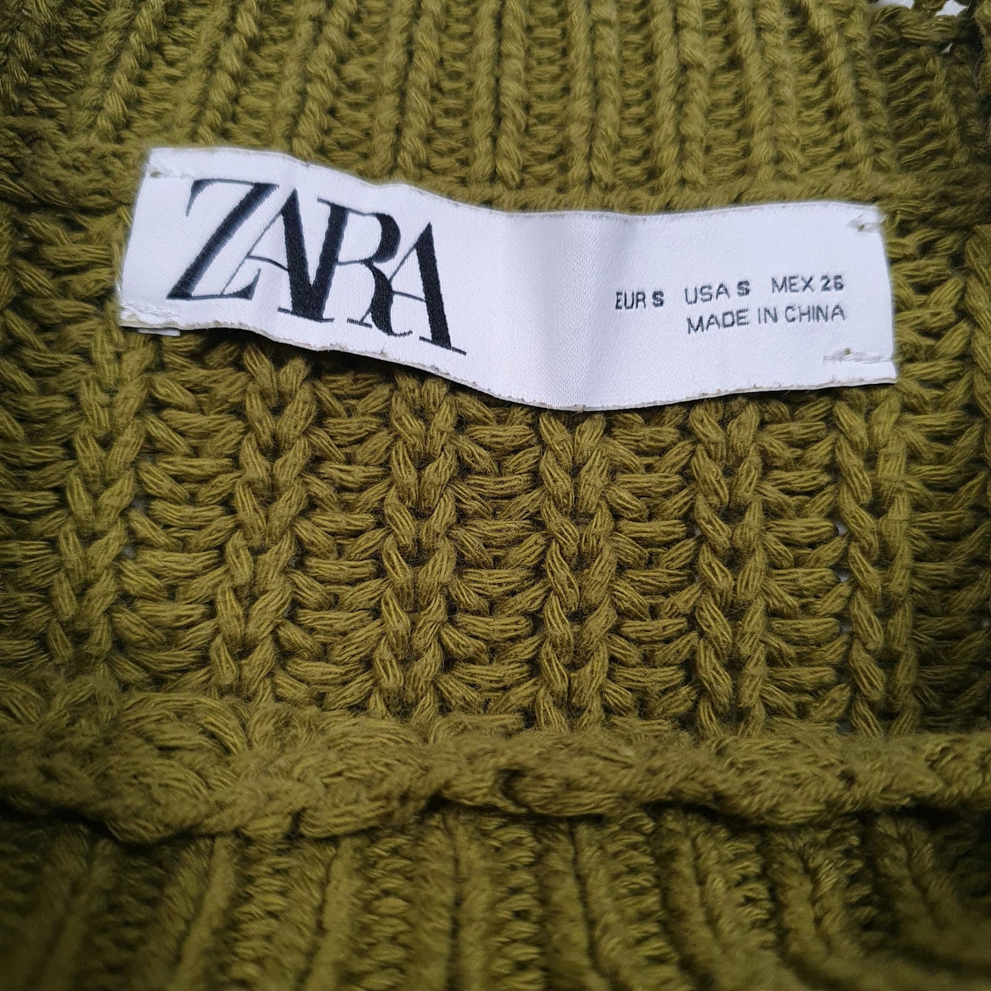 Womens Green Zara Cropped Knit Crewneck Jumper
