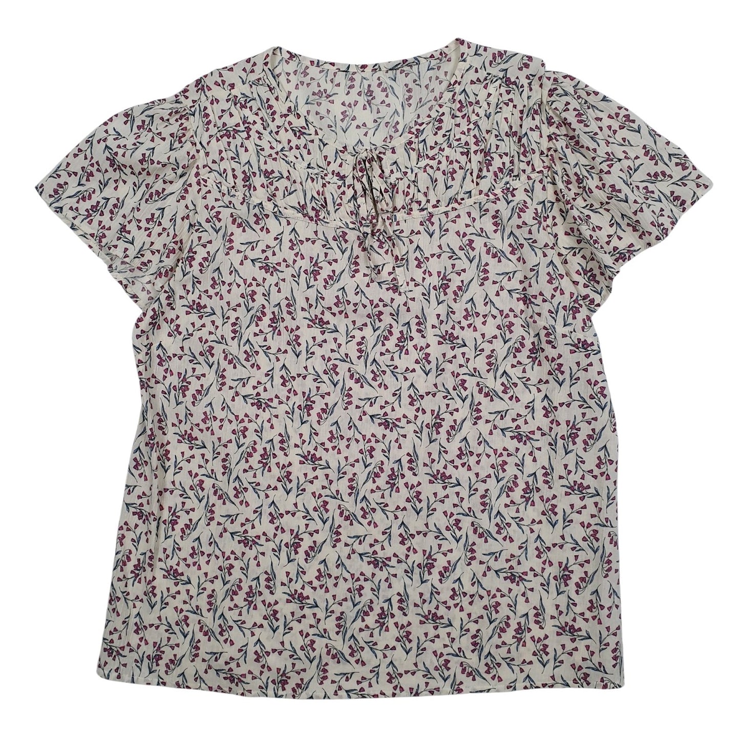 Womens White Bonmarche Floral Blouse Short Sleeve T Shirt