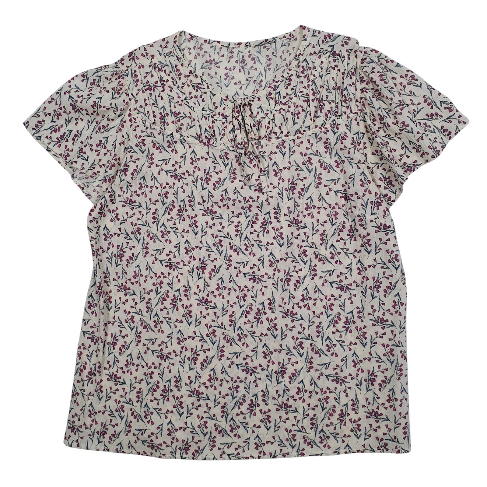 Womens White Bonmarche Floral Blouse Short Sleeve T Shirt
