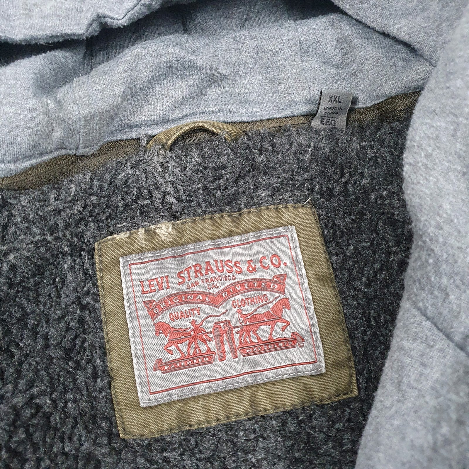 Mens Green Levis Sherpa Lined  Coat