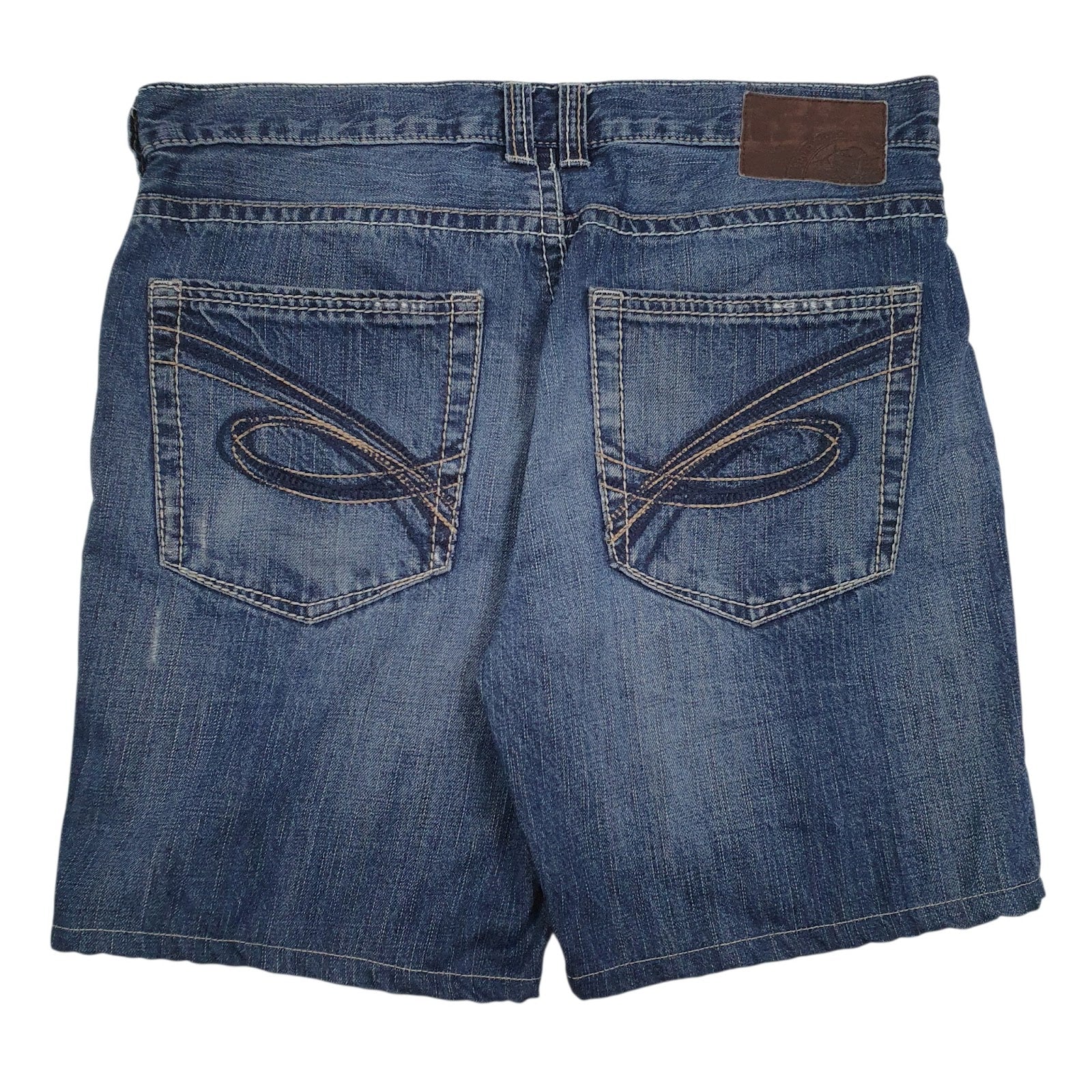 Mens Blue Bootlegger Distressed  Shorts