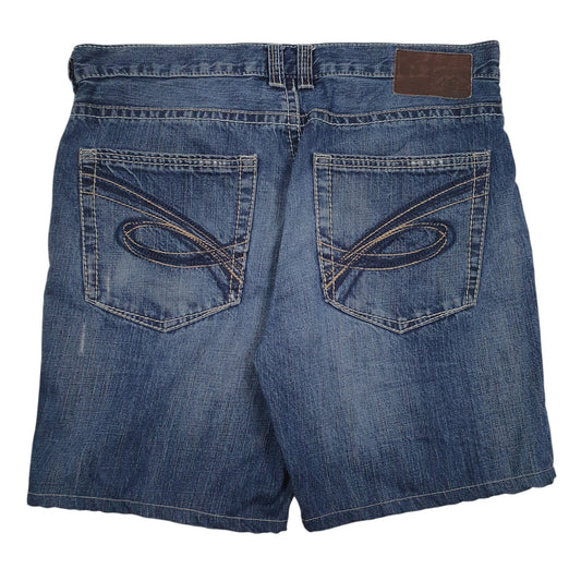 Mens Blue Bootlegger Distressed  Shorts