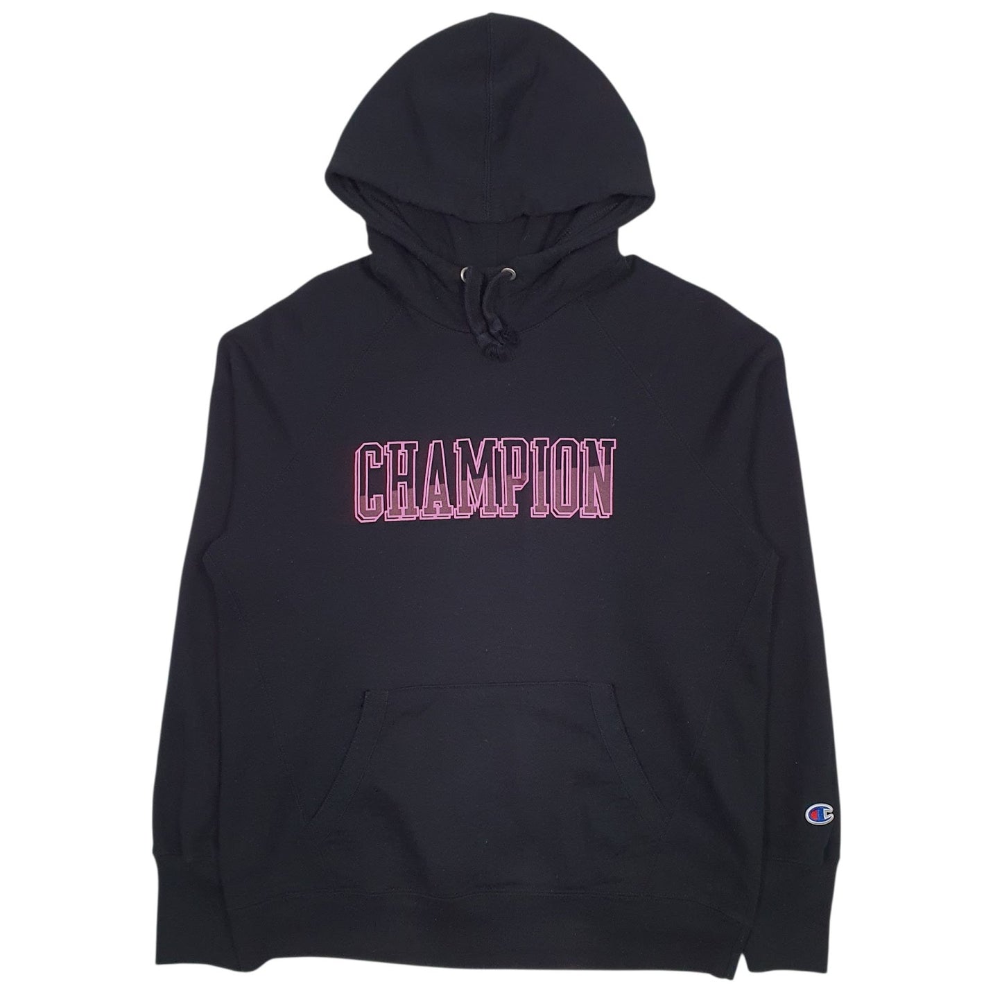Womens Black Champion Spellout Hoodie Jumper