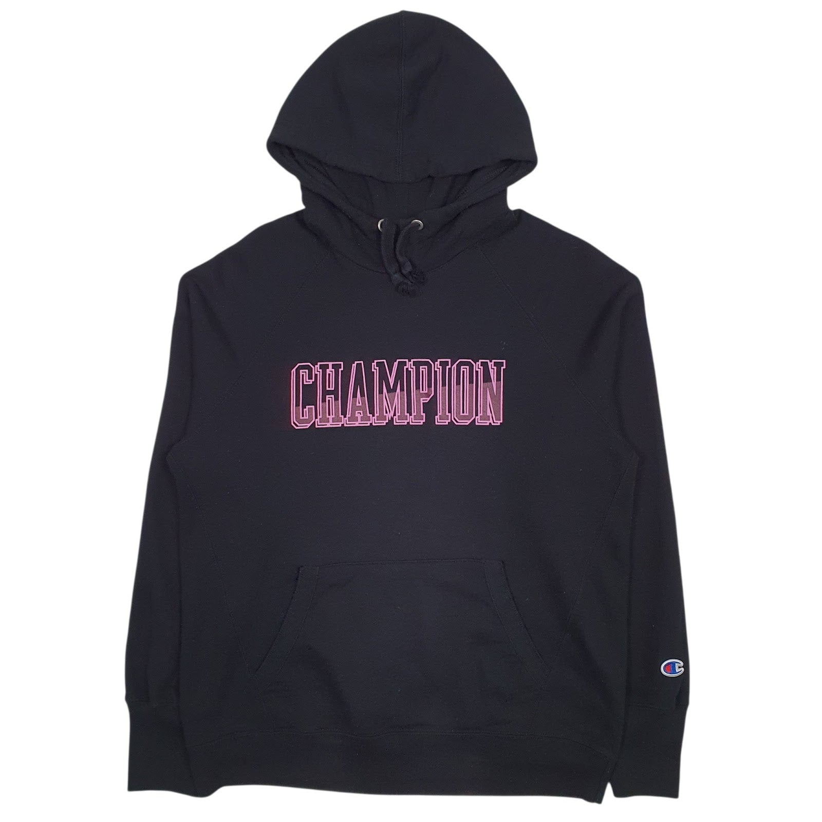 Womens Black Champion Spellout Hoodie Jumper