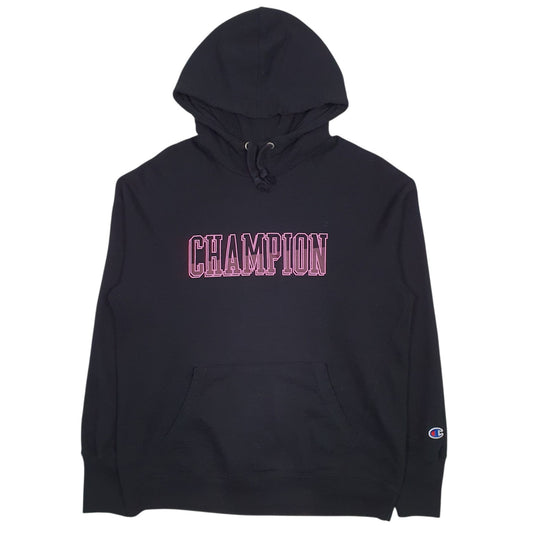 Womens Black Champion Spellout Hoodie Jumper