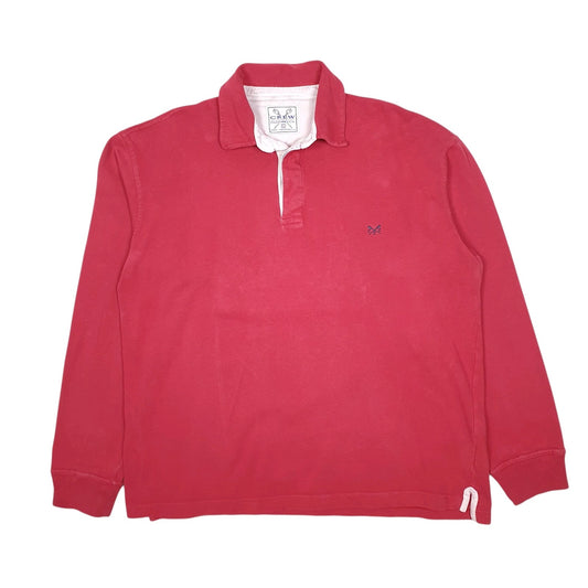 Mens Red Crew Clothing Co Rugby Vintage 2000s Long Sleeve Polo Shirt