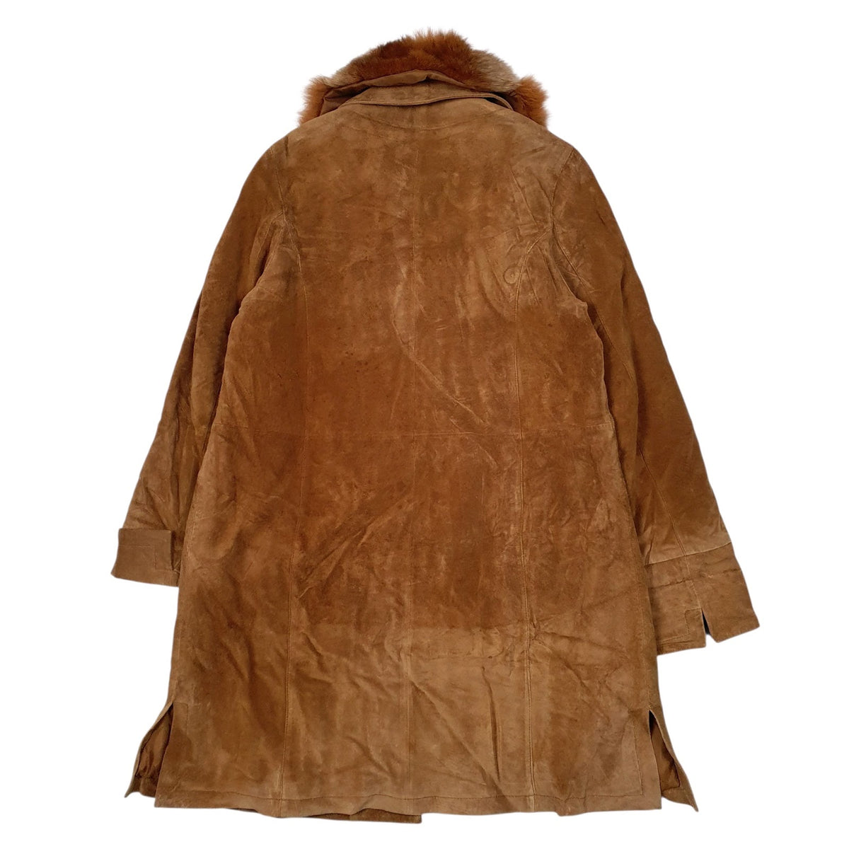 Womens Brown Real Leather Longline  Coat