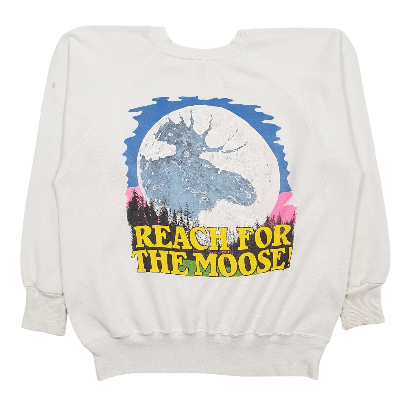 Mens White Ultra Sweats Vintage 90s Made In USA Moose Head Beer Crewneck Jumper