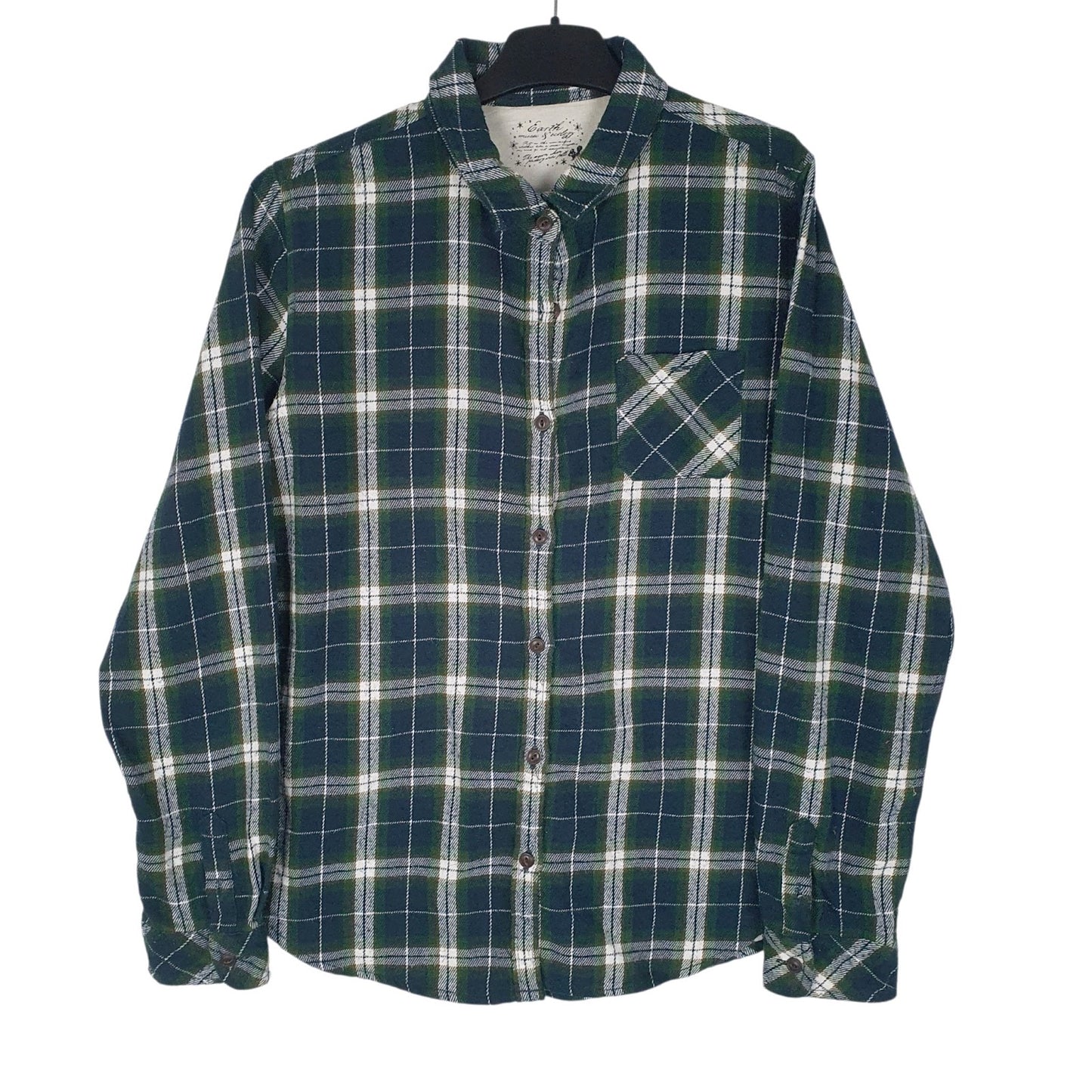 Mens Navy Earth Flannel Long Sleeve Shirt