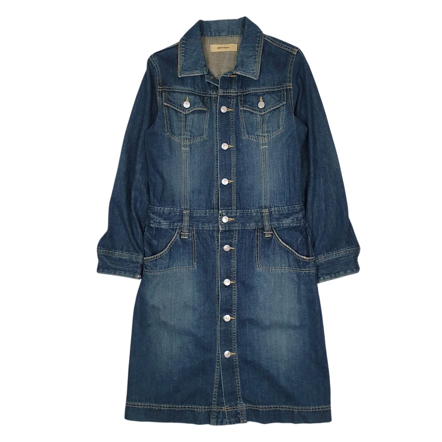 Womens Blue Super Hakka Type 3 Trucker Long Sleeve Dress