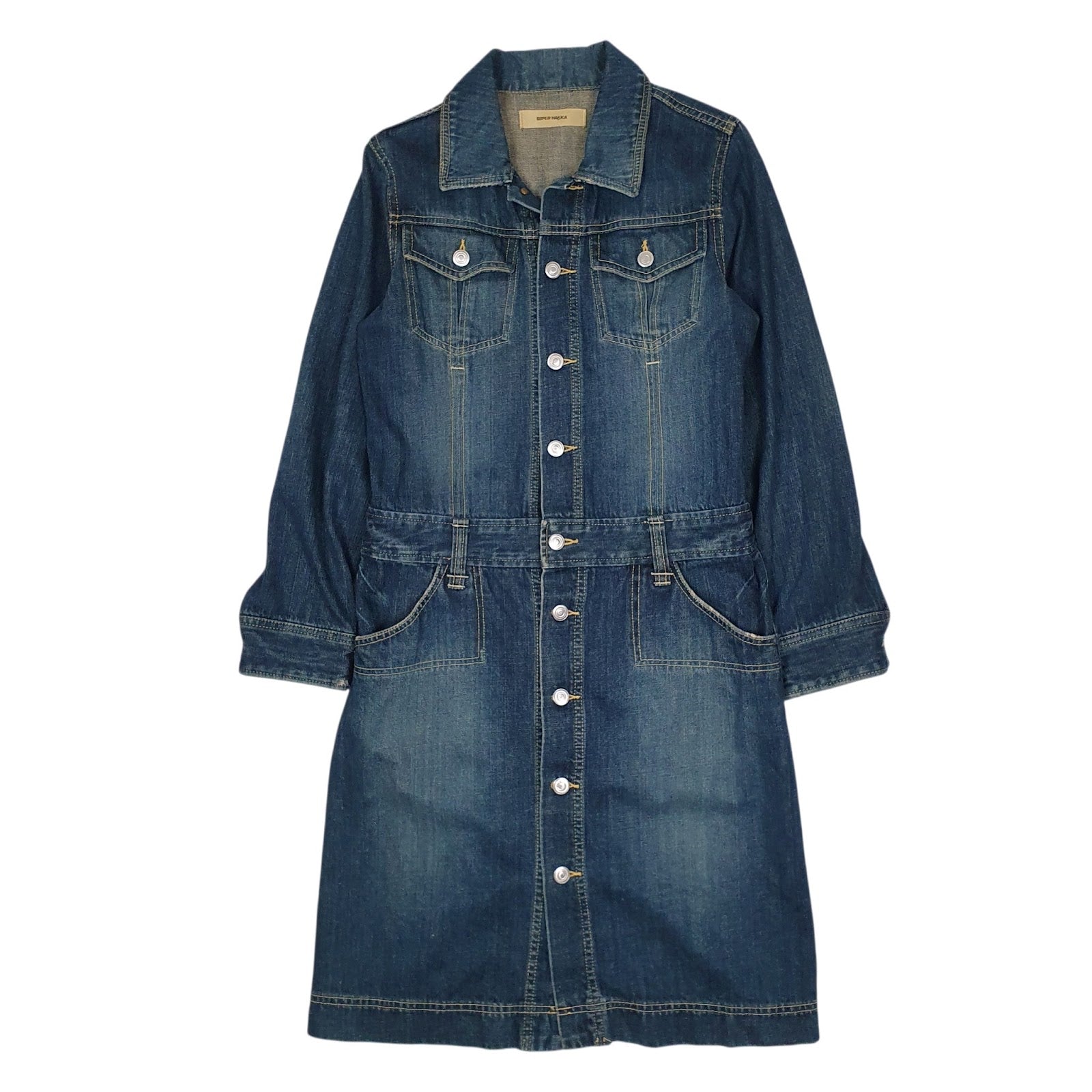 Womens Blue Super Hakka Type 3 Trucker Long Sleeve Dress