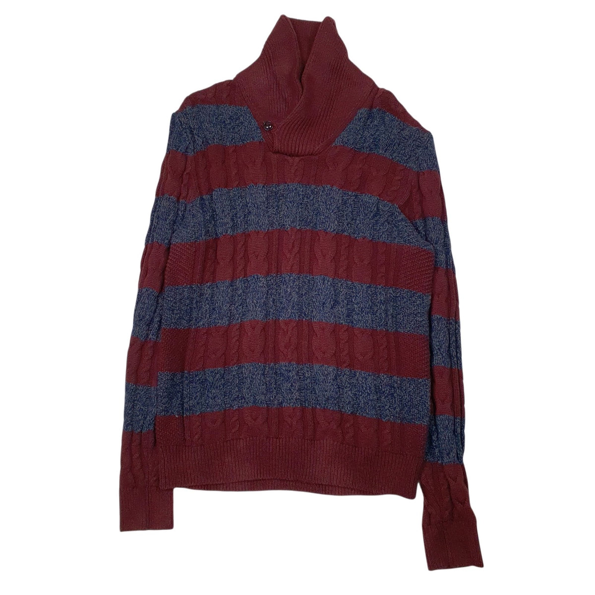Mens Burgundy Tommy Hilfiger Cable Knit Shoal Neck Jumper