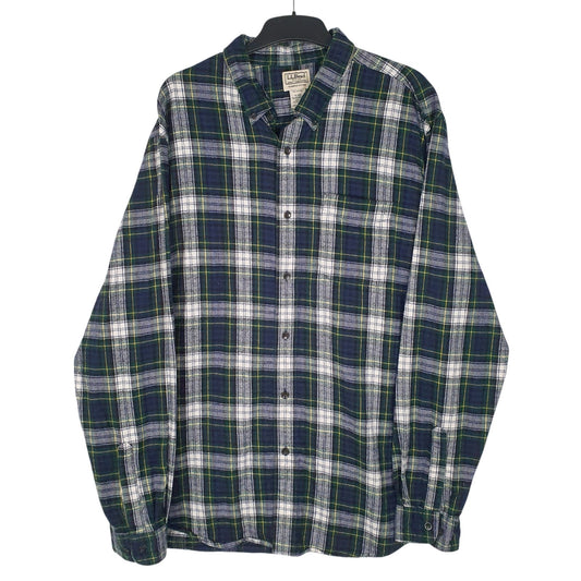 Mens Navy L.L.Bean Flannel Long Sleeve Shirt