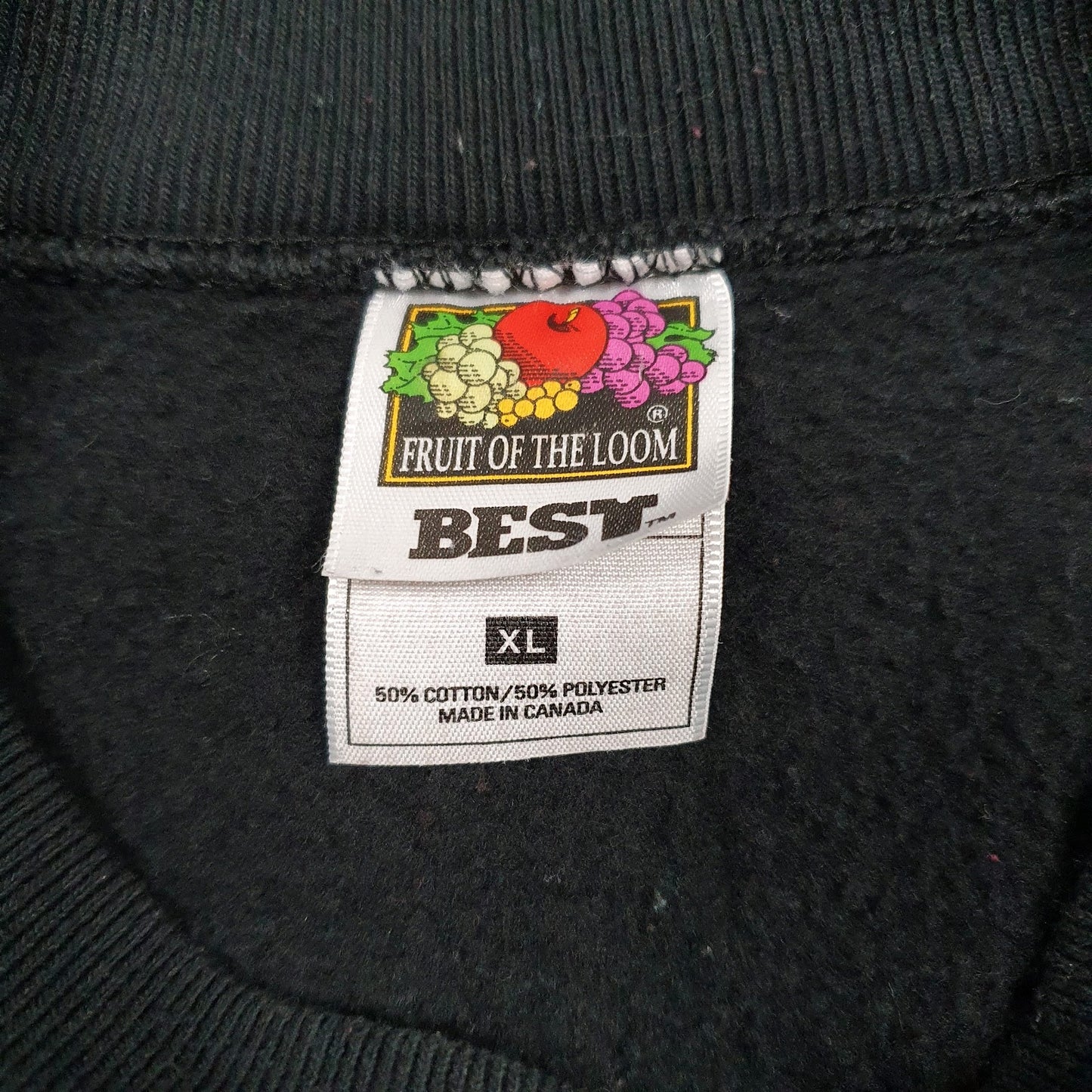 Mens Black Fruit Of The Loom Graphic Vintage Crewneck Jumper