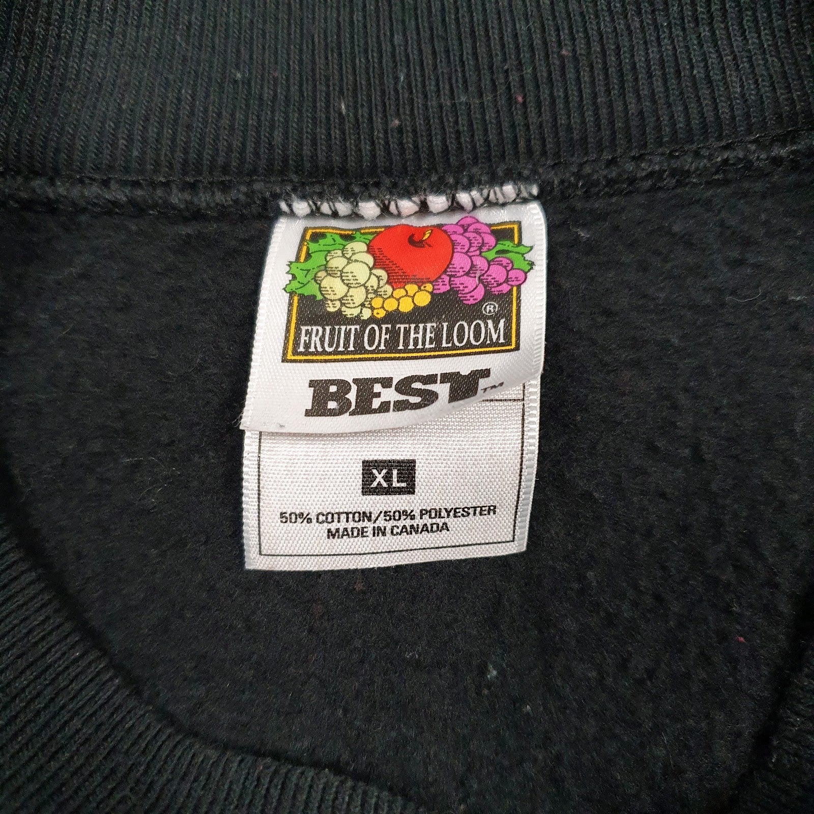 Mens Black Fruit Of The Loom Graphic Vintage Crewneck Jumper