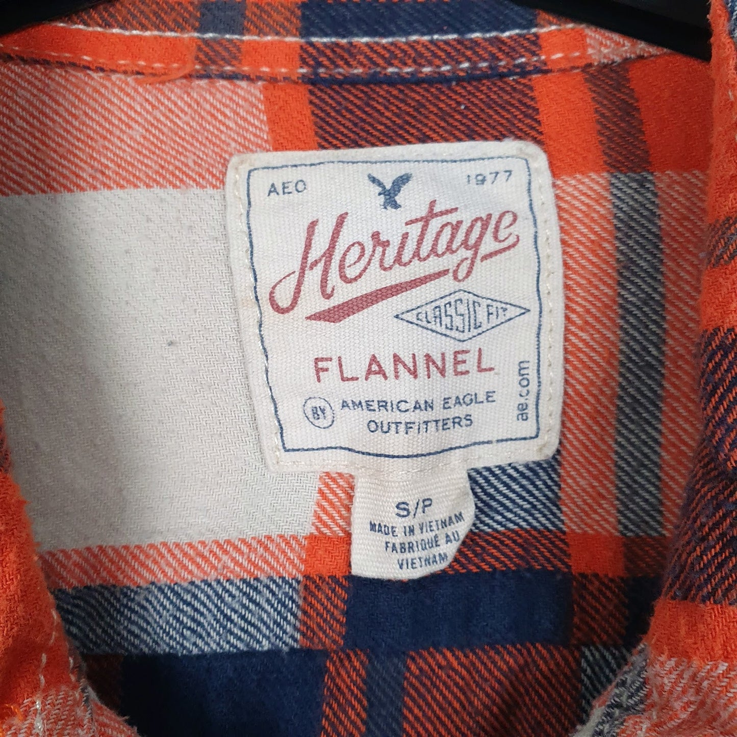 Mens Orange American Eagle Flannel  Shirt