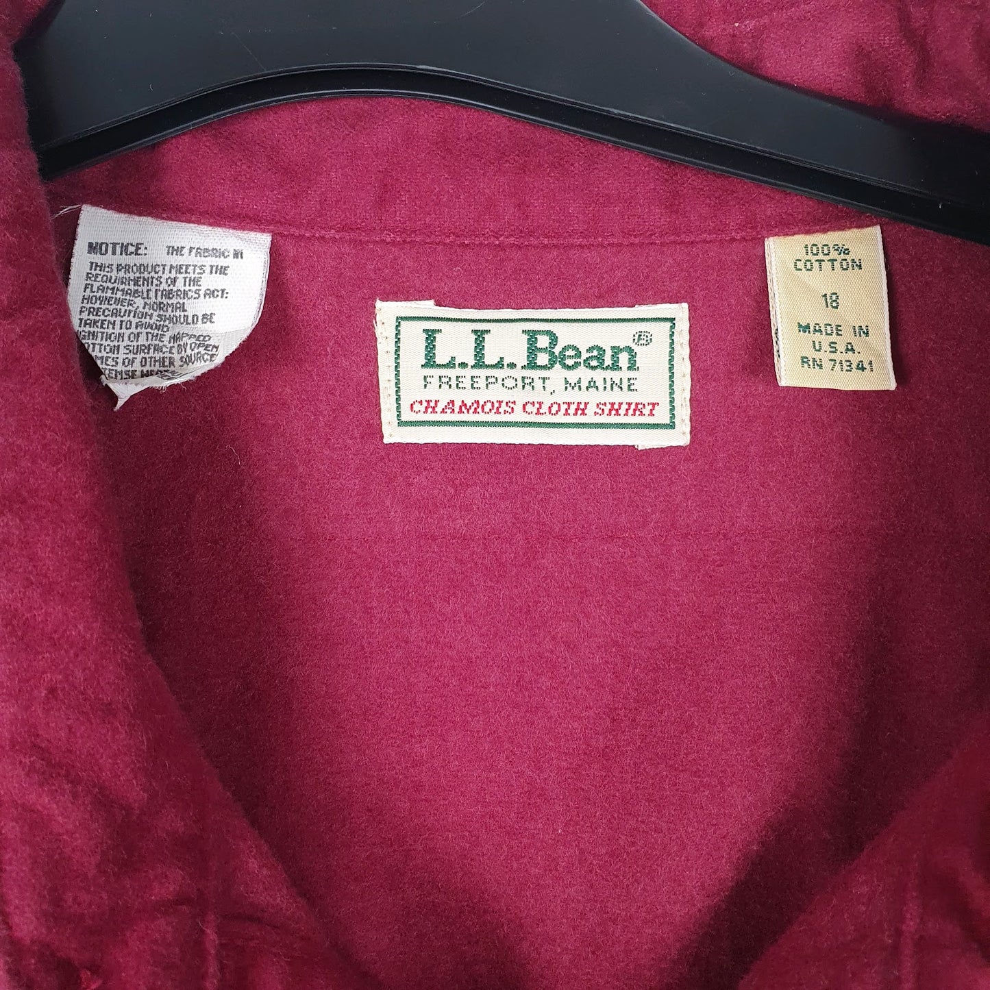 Mens Burgundy L.L.Bean Chamois Vintage 90s Made In USA  Shirt