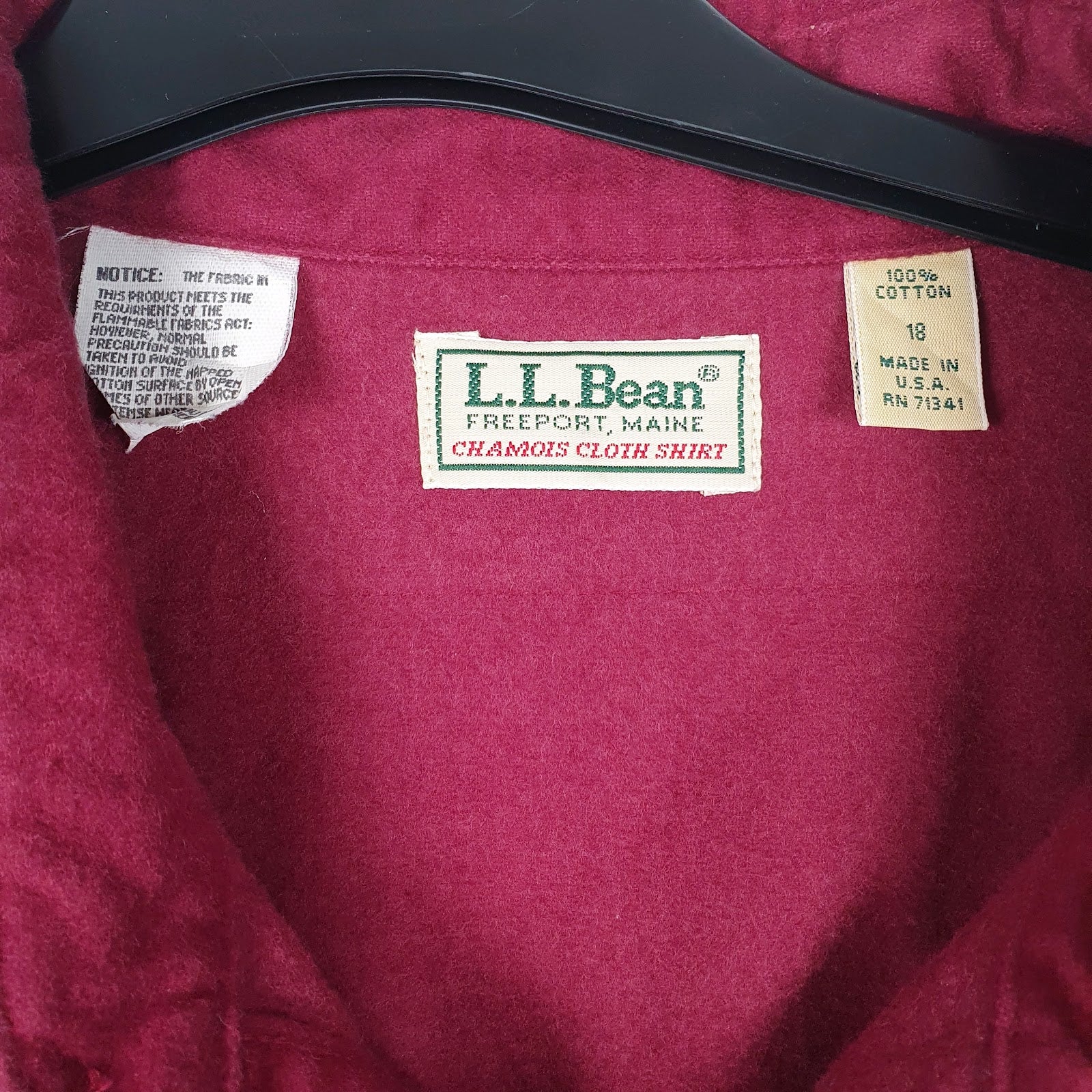 Mens Burgundy L.L.Bean Chamois Vintage 90s Made In USA  Shirt
