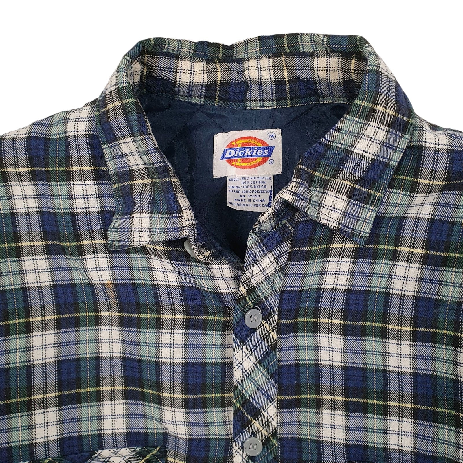Mens Blue Dickies Quilted Plaid Vintage 2000s Hoodie Coat