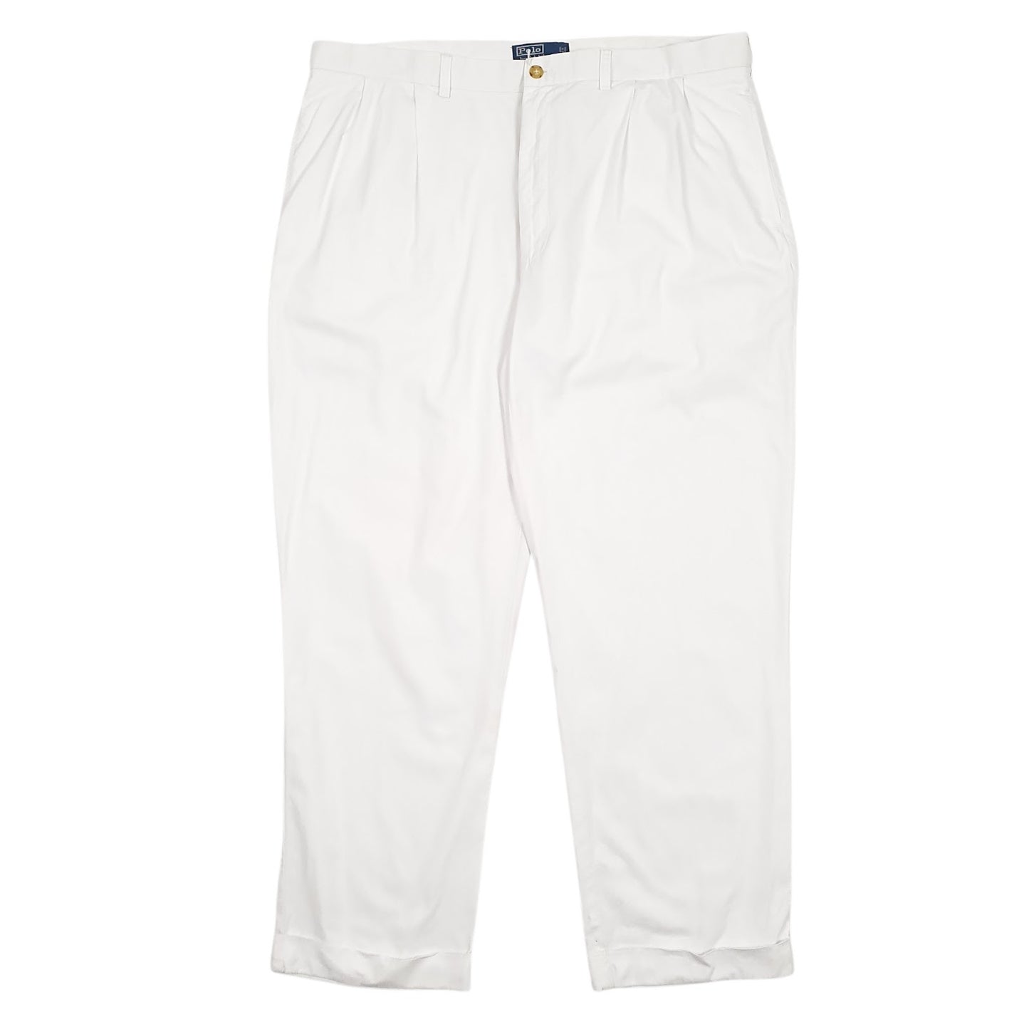 Mens White Polo Ralph Lauren Hammond Pant Double Pleated Chino Trousers