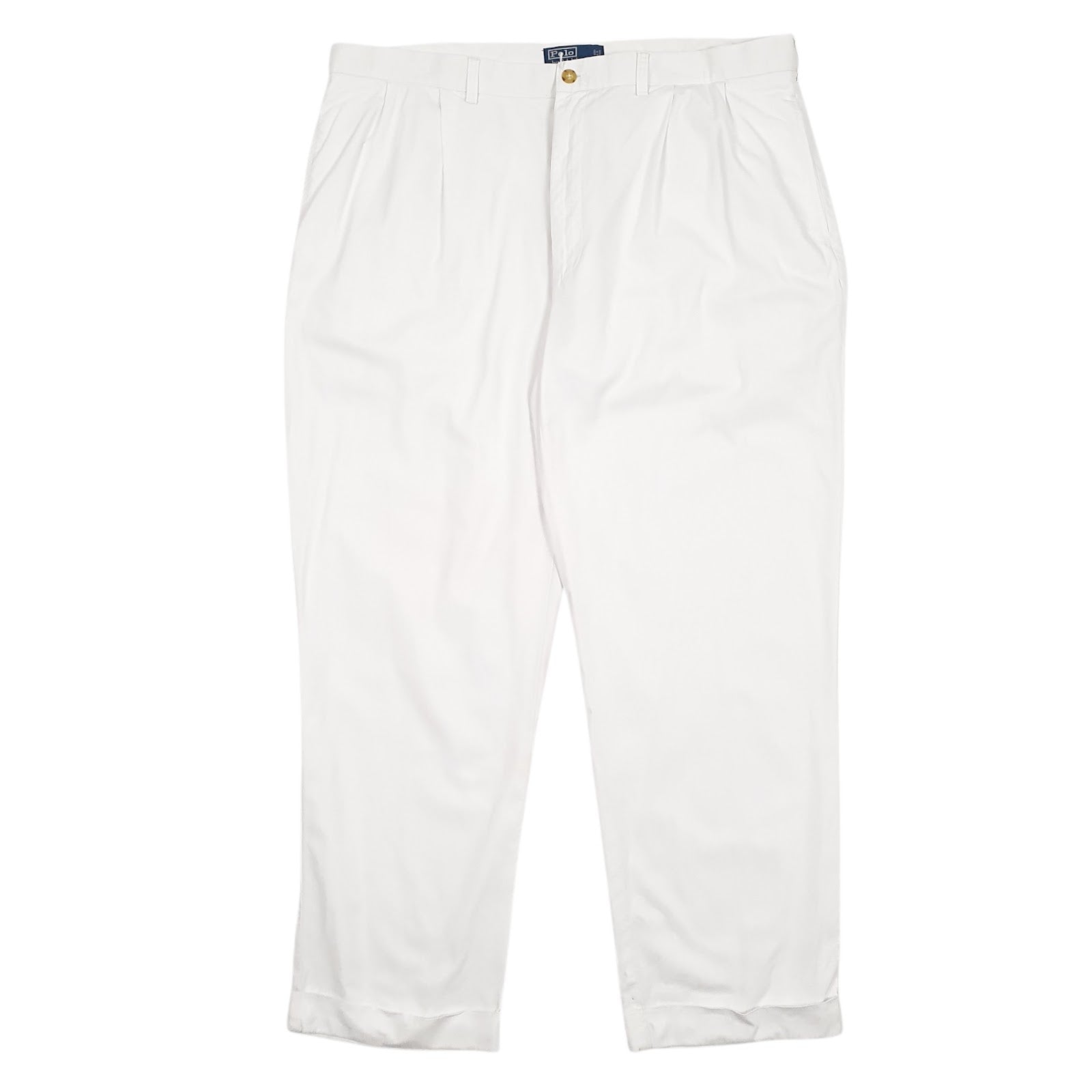 Mens White Polo Ralph Lauren Hammond Pant Double Pleated Chino Trousers