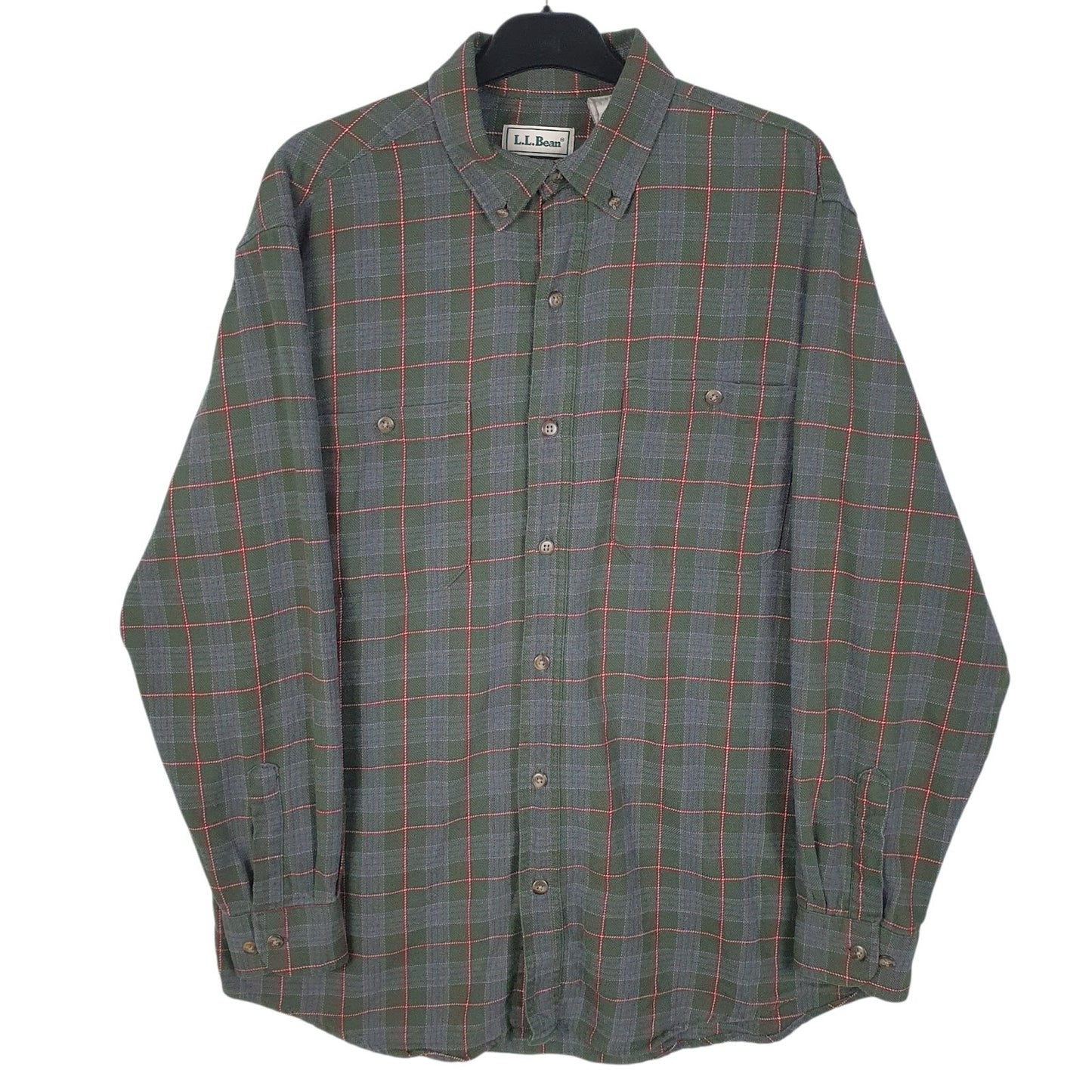 Mens Green L.L.Bean Flannel Long Sleeve Shirt