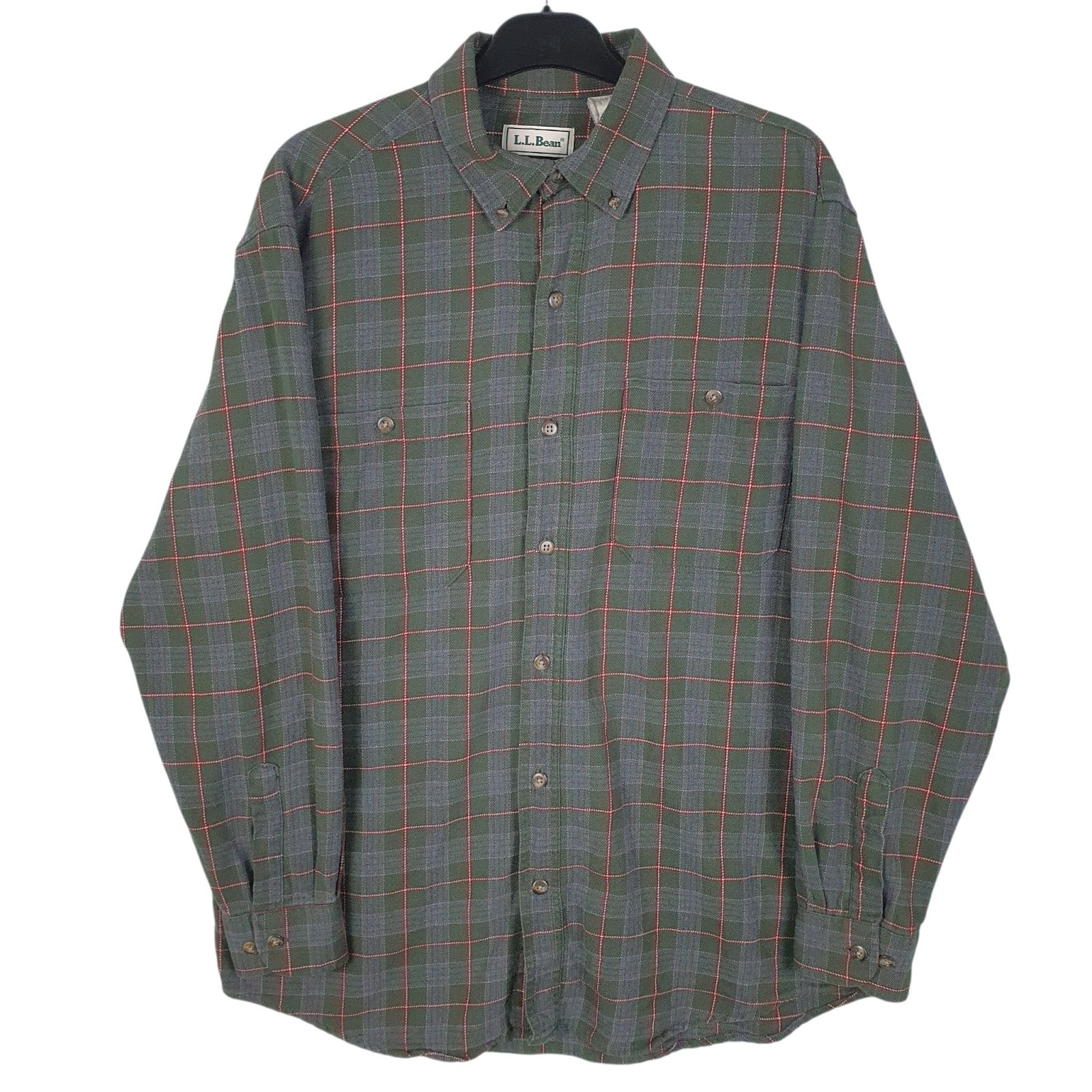 Mens Green L.L.Bean Flannel Long Sleeve Shirt