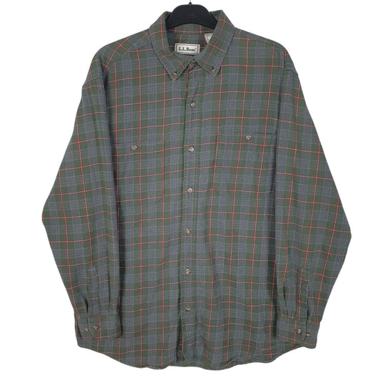 Mens Green L.L.Bean Flannel Long Sleeve Shirt