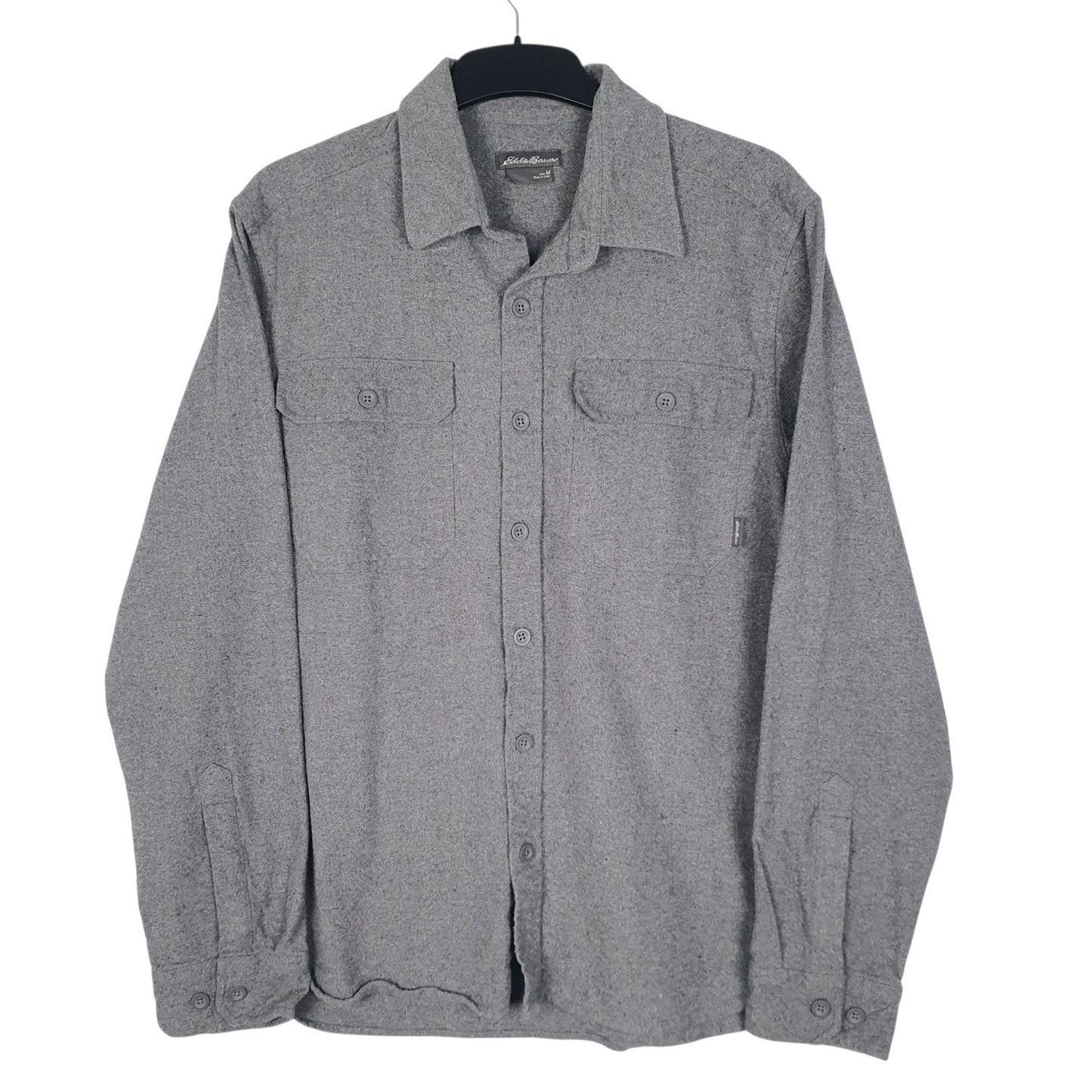 Mens Grey Eddie Bauer Chamois Heavyweight Long Sleeve Shirt