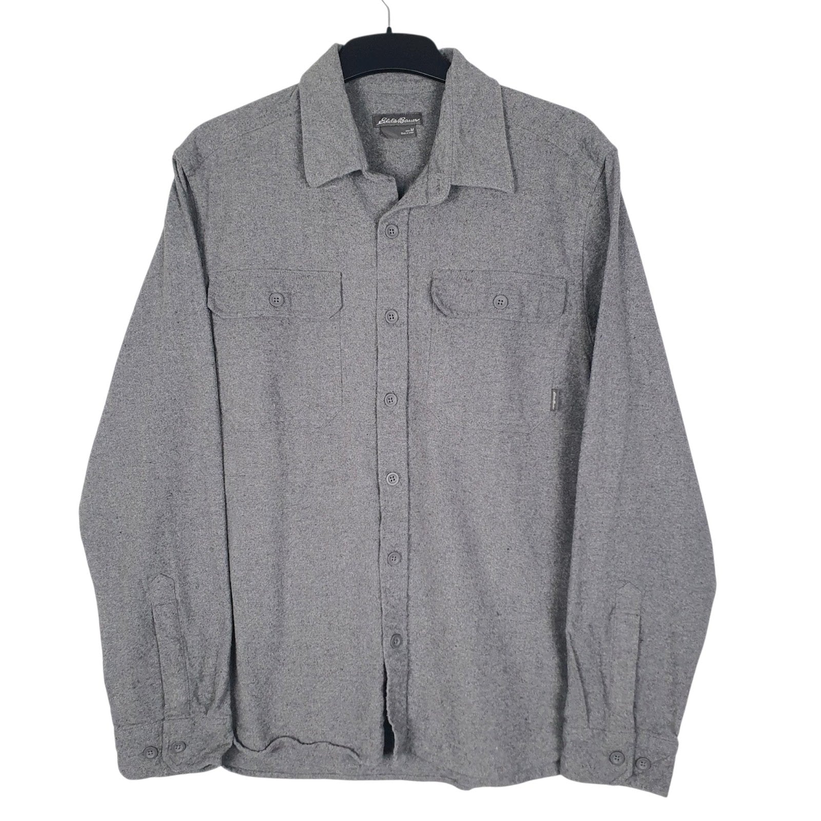 Mens Grey Eddie Bauer Chamois Heavyweight Long Sleeve Shirt