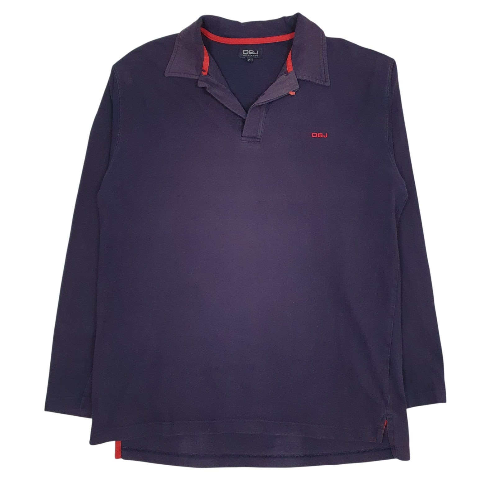 Mens Navy DBJ Rugby Long Sleeve Polo Shirt
