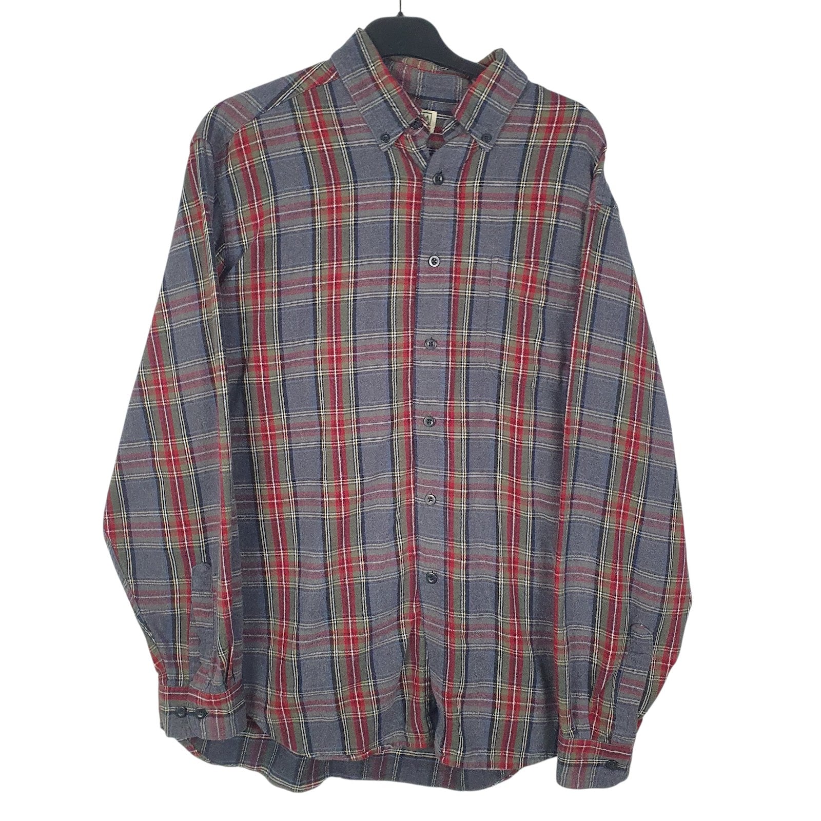 Mens Grey L.L.Bean Flannel Long Sleeve Shirt