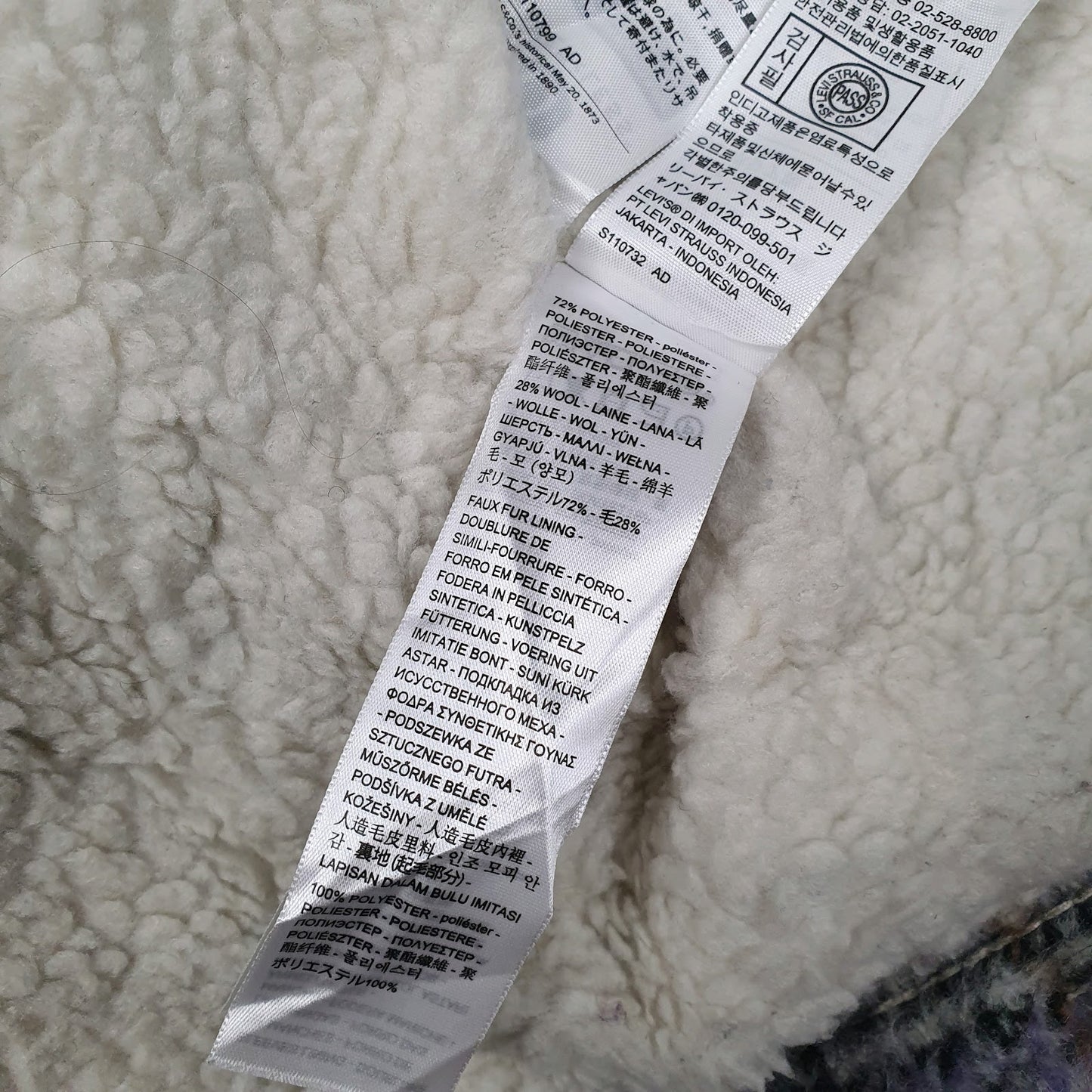 Mens Grey Levis Premium Type 3 Trucker Sherpa  Coat