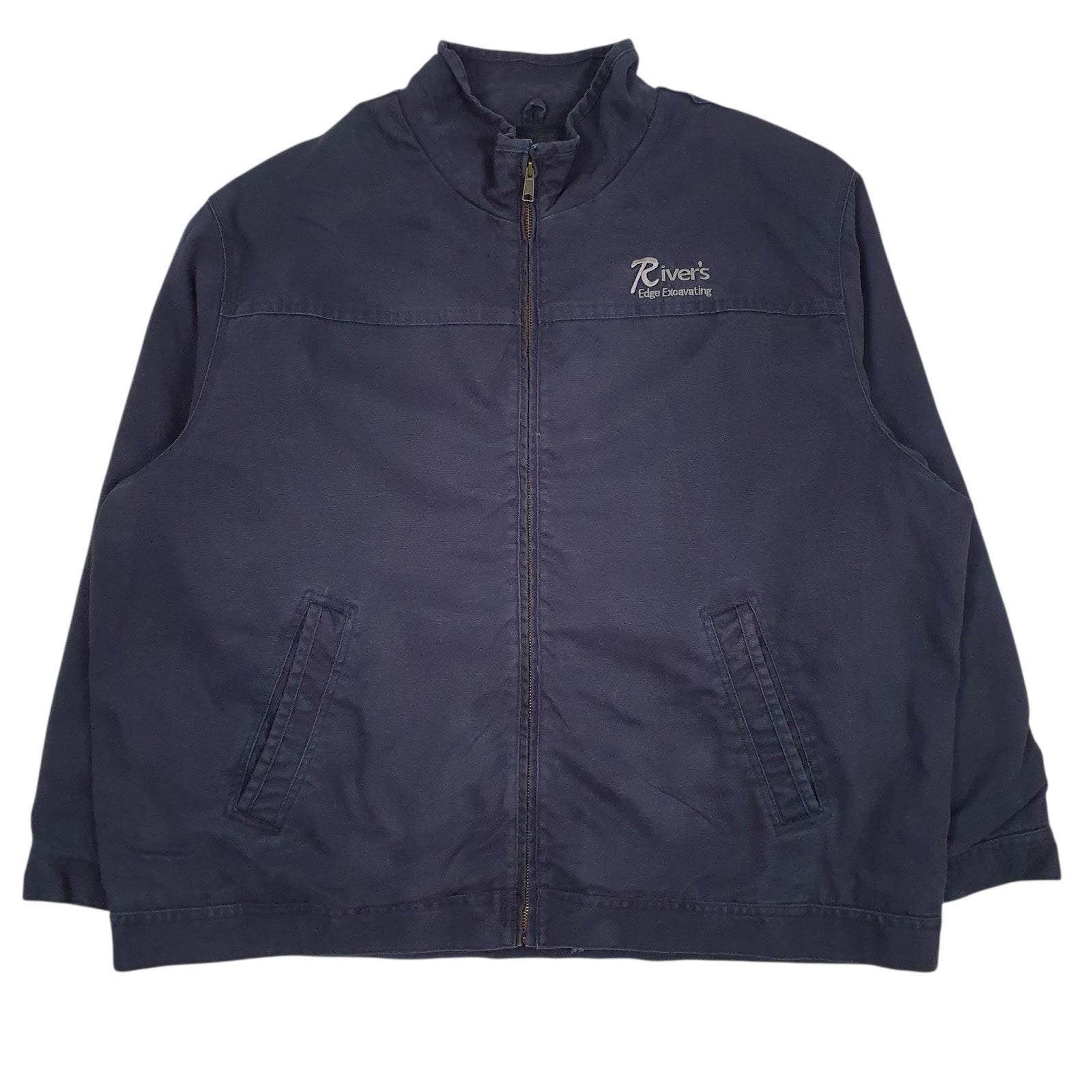 Mens Navy Corner Stone Padded Blanket Lined Crewneck Coat